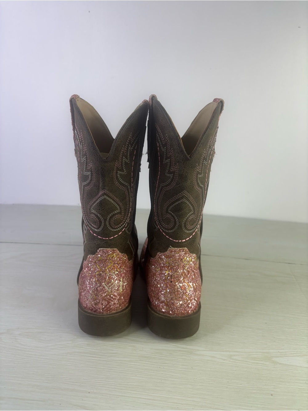 Roper little girls glitter pink southwest square toe western cowboy boots sz 3 - Picture 4 of 8